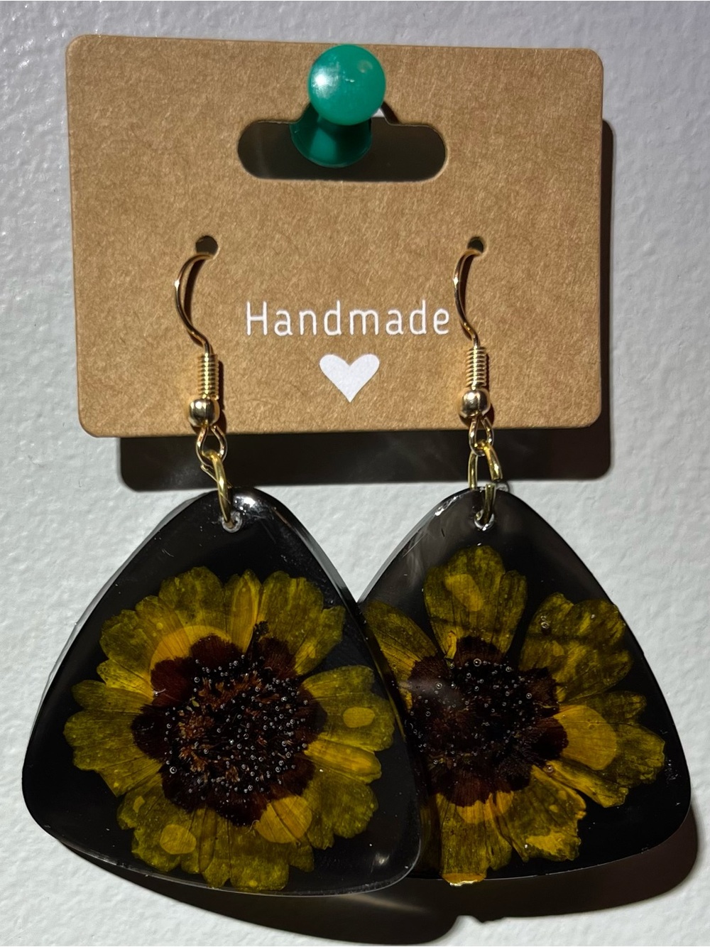 Yellow Sunflower Resin Drop Earrings - Women Accessories